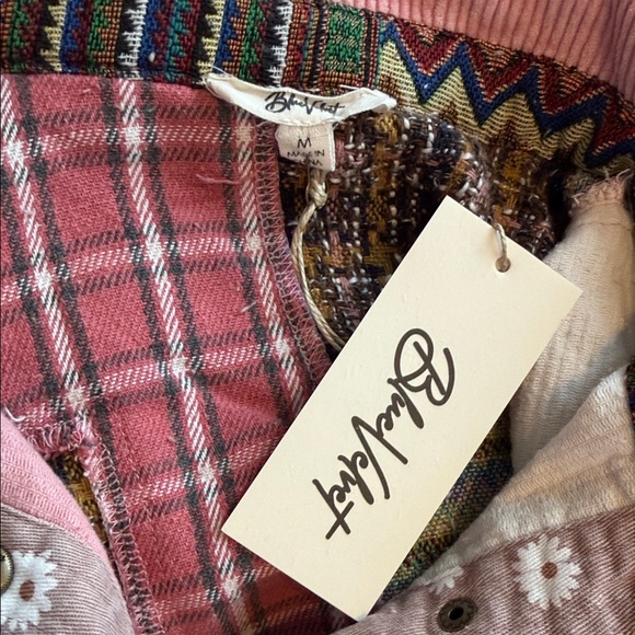 NWT Blue Velvet Women's Pink and White Patchwork Shacket Size M Boho Pockets - Picture 8 of 14